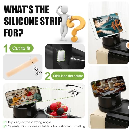Couch Cup Holder with Phone Stand, Couch Arm Tray for Armrests Over 4.9" by AISONGDONG - Used condition - Image 4