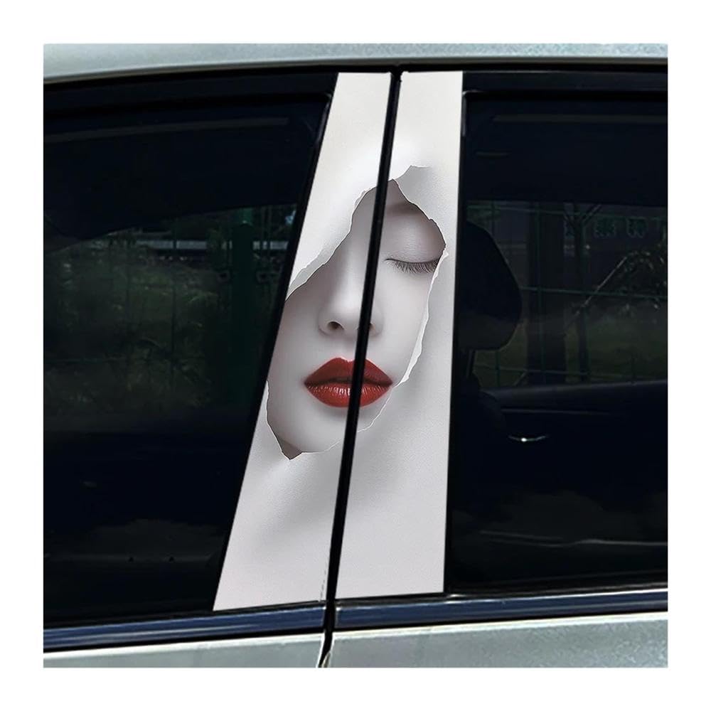 Body Parts 2PCS Car Center Column Waterproof Decals Beauty Art Creative Auto B-Pillar Stickers(B)