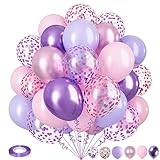 🎉 Hochwertig & Langlebig Material – Das lila rosa konfetti ballon set besteht aus 100 % hochwertigem naturlatex, ist dick, dick und langlebig, platzt nicht leicht. jeder ballon wurde sorgfältig getestet und manuell ausgewählt, sicher für kinder. Sie können mit luft oder helium gefüllt werden, empfohlen wird die verwendung mit einer ballonpumpe.