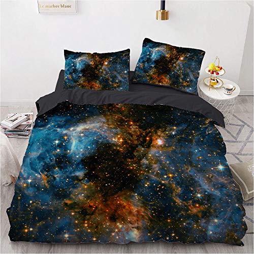 ZLJAW Housse de Couette 200x200 cm Galaxies, Parure de Lit 1 / 2 Personne en Microfibre 110 g/m², Fermeture éclair, 2 Taies d'oreiller Cover