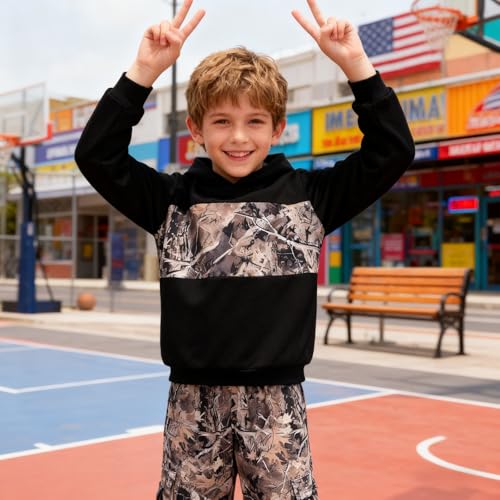 Image of 5-12 Years Boys Clothing Set Camo Hoodie & Cargo Pants Outfits Set 2025 Fashion Clothing