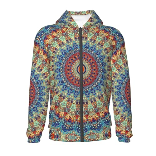 Round Mandala Kid Hoodies Boys Zip Up Sweatshirts Girls Pullover with Pocket2