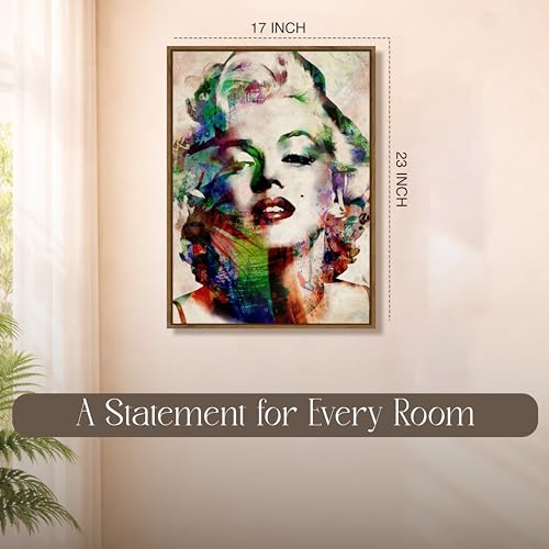 Image of Modern Pop Art Woman Portrait Framed Canvas Painting For Living Room | Abstract Graffiti Female Face Wall Art For Livingroom Wall Decor, Home Decor, Bedroom, Hallway's, Office, Hotel - 43x58 cm