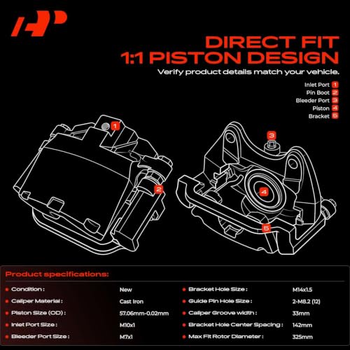 Image of A-Premium Front Left and Right Side Disc Brake Caliper with Bracket | Compatible with Nissan Maxima 2009-2014 2016-2023, Sentra 2009-2012, Corrosion-resistant, Direct-fit