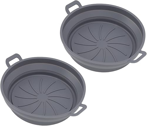 Cesta de silicona para freidora, resistente a altas temperaturas, 2 unidades, olla de silicona apta para lavavajillas con asa para cocinar (gris)