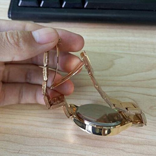 Geneva Chronograph Look Watch With Crystals..gold Tone Metal Link #TOP1