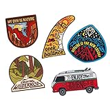 Asilda Store Iron On Patches Set #2 | Sew On | Embroidered | Travel + Nature + Outdoors + Adventure + Hiking + Camping | Vintage Vibe | Great on Backpacks and Clothing