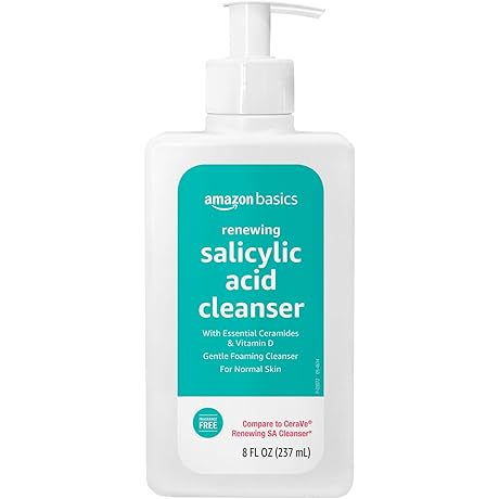 Amazon Basics Renewing Salicylic Acid Cleanser, Daily Facial Exfoliating with Ceramides & Vitamin D