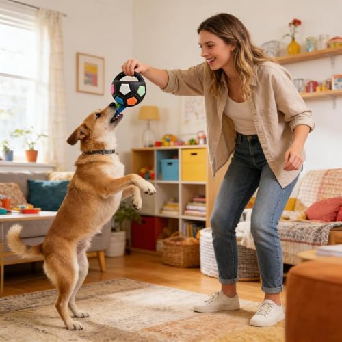 Welpen- Beißball- interaktiver quietschender Hand- Fußball- Trainingszubehör für Hunde | für aggressive Kauer-3