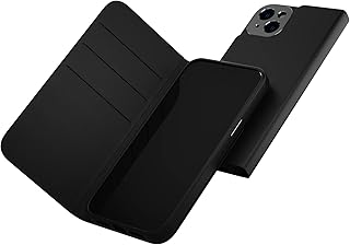 Moshi Overture Detachable Leather Wallet Case Compatible with iPhone 14 Plus, Flip Folio Case with 3 Card Holders Kickstand [Shockproof] iPhone Cover 6.7 Inch 2022, MagSafe Compatible (Black)