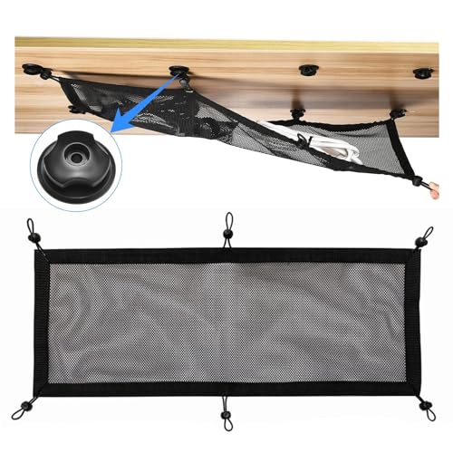 Red de gestión de cables para debajo del escritorio, malla de privacidad para organización de cables, organizador de cables para estación de trabajo, red flexible para gestión de cables debajo del escritorio para hogar y oficina, 27×10 pulgadas, negro miniatura 2