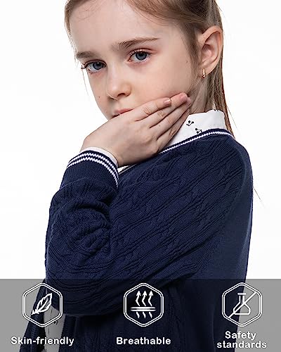 BOBOYOYO Girls Cardigan Kids School Uniform Sweater 100% Cotton Knit Girls Sweaters Button Crewneck Toddler Cardigans4