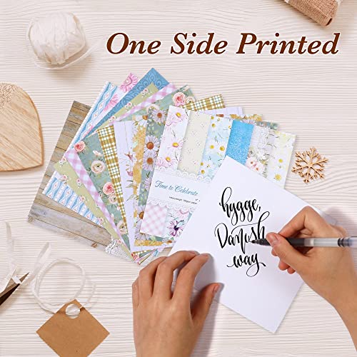 Vondyu Floral Cardstock Paper,Chamomile & Daisies Patterns Scrapbook Paper Pad,6"X6" Single-Sided Printed Cardmaking 160Gsm Designer Paper Pad Decorat #TOP5