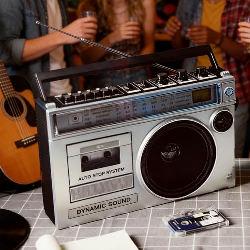 Retro Boombox - Reproductor de CD Bluetooth con entrada SD/USB para reuniones familiares y regalos, estilo clásico de los años 80