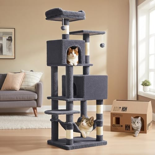 Feandrea Cat Tree, 61-Inch Cat Tower for Indoor Cats, Plush