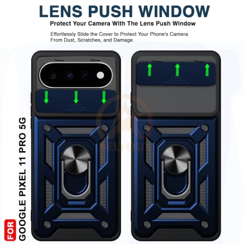 Image of Armor Bumper Back Cover Case for Google Pixel 11 /11 pro 5G Rotating Camera Cover, Ring Holder & Kickstand | Heavy Duty & 360 Degree Protection Back Cover for (Black)