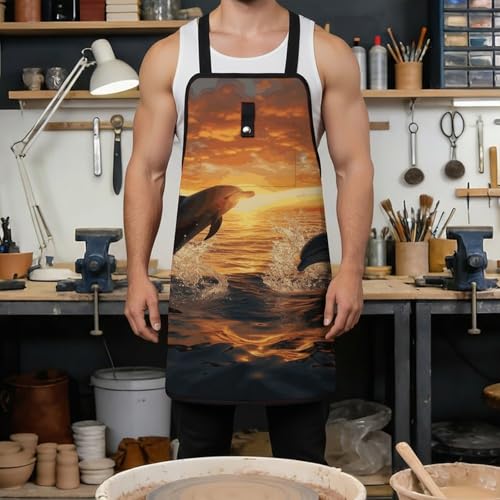 Delantal de trabajo con 8 bolsillos ajustable unisex miniatura 4