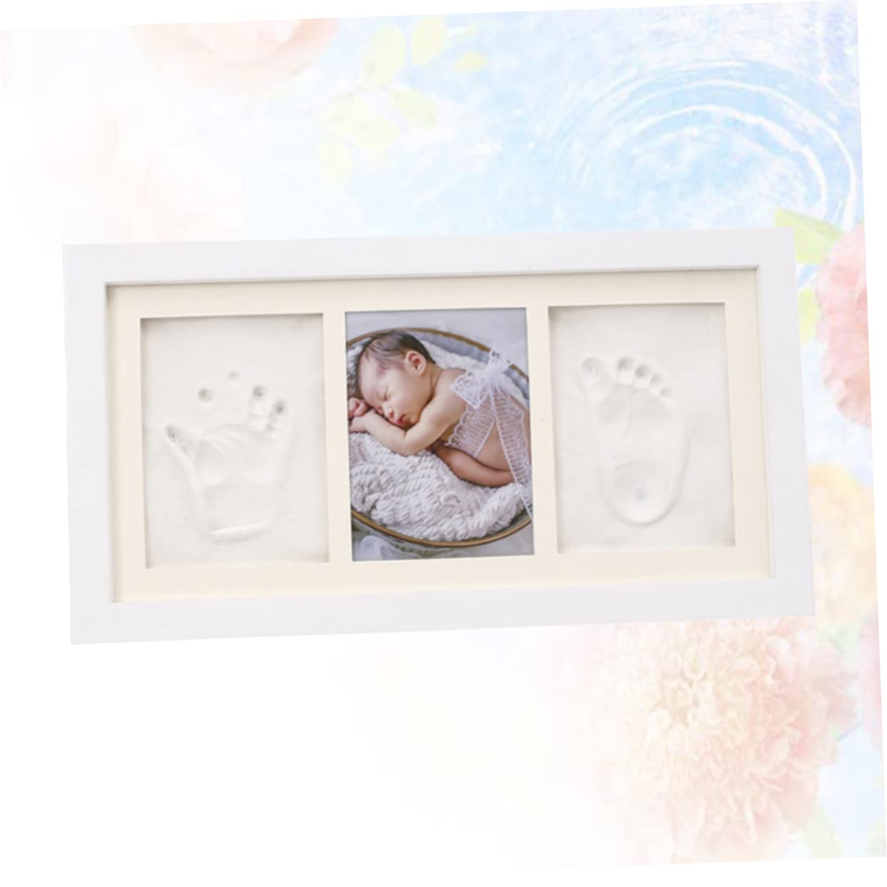 Toyvian Marco de Fotos Huellas de Manos y Pies Original para Niño, Tinta Clara, Ideal para Ambientación de Hogar y Regalo de Recién Nacido