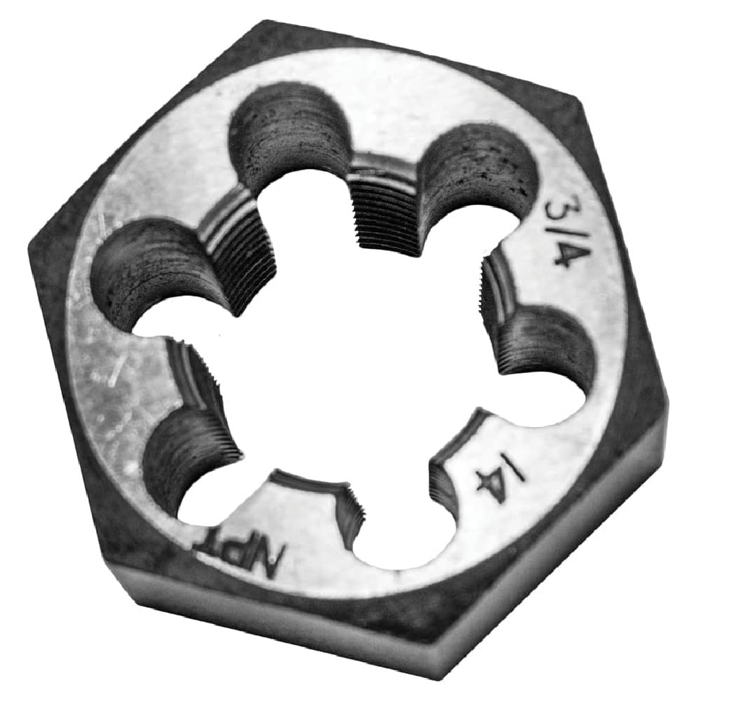 Century Drill & Tool, 98305, 3/4-14 NPT, Hex Die, Precision Cut External Threads, High Carbon Alloy Steel