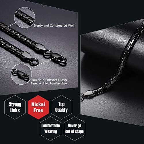 Mens Necklace Chain Black 24Inch 6Mm Chunky Heavy Collar #TOP2