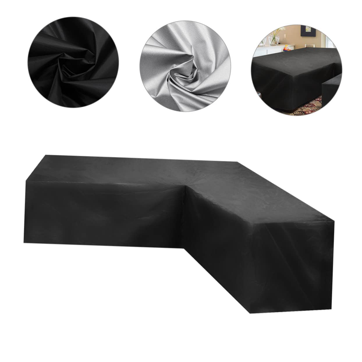 JOINPAYA Patio Cover for Shaped Sofa Oxford Outdoor Furniture Protection Fits Sectional Couch Easy to Install with Drawstring Straps for Garden Patio Use