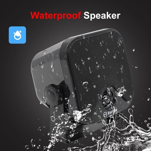 Herdio 4 Inches Heavy Duty Waterproof Boat Marine Box Outdoor Speakers Surface Mounted for Skid Steer ATV UTV RZR RV Golf Cart Tractor Powersports Boat Truck Jeep(4 Black Speakers) - Image 5