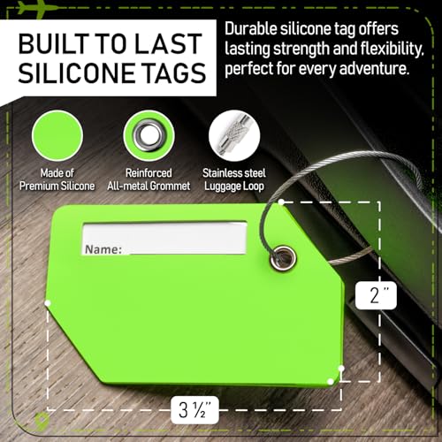 Image of Untethered Ultimate Travel Set: 4 Premium Luggage Straps and 4 Silicone Tags - Secure & Identify Your Bags with Ease (Green + Tags)
