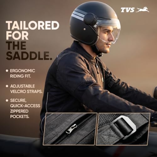 Image of TVS Ronin Edition Mesh Riding Jacket for Men | CE Level 2 Lightweight Back, Shoulder & Elbow Armours, 600D Protection, Lightweight Summer Motorcycle Jacket for Touring, City Riding