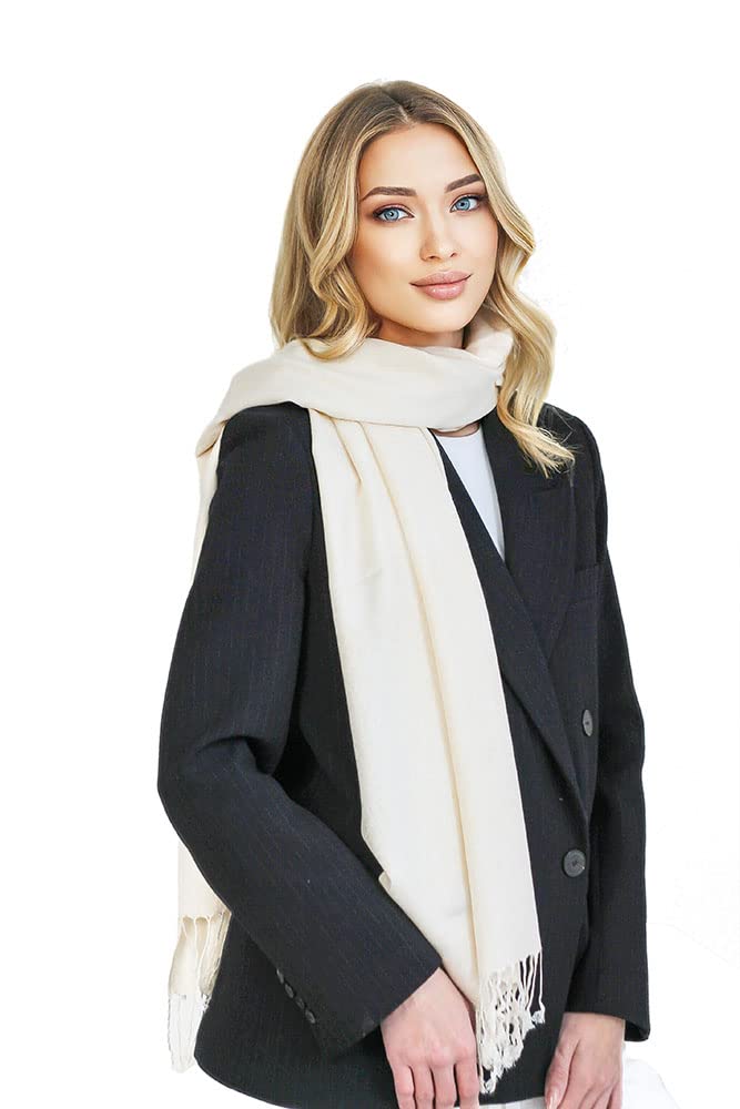 Signare Women's Cream Pashmina Shawls And Wraps Scarf For (Cream)