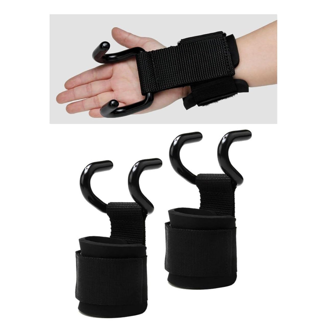 PIHARVA Weight Lifting Hooks for Pull-Ups & Deadlifts – Heavy-Duty Dual Metal Hooks with Wrist Support Strap & Adjustable Closure Grip Assist Gym Straps for Men & Women (Black, 2 PCS)-image-24