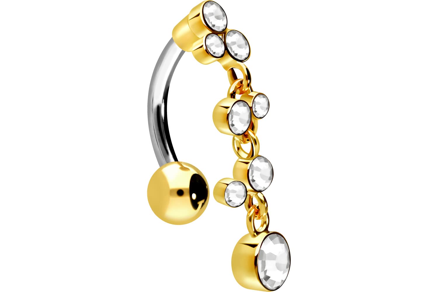 PIERCINGLINE Piercing de ombligo de titanio con colgante de cristal de plata 925 piercing bananabell banana selección de color