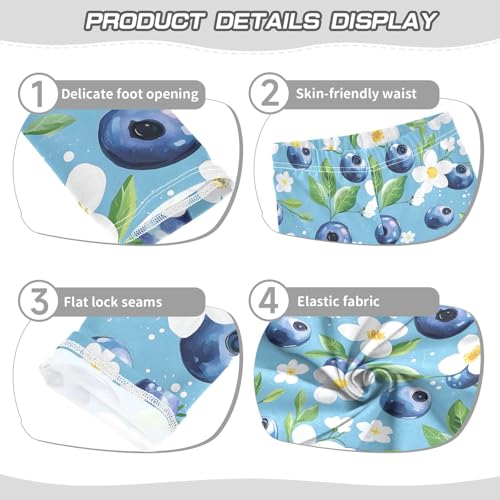 Girls' Athletic Leggings Ankle Length Yoga Dance Pants Kids Teen 4T Blue Berry White Flower3