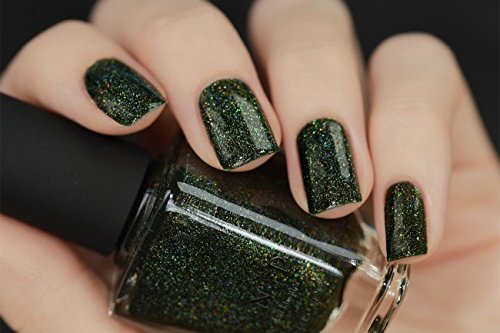 Image of ILNP Ski Lodge - Deep Mossy Green Holographic Nail Polish