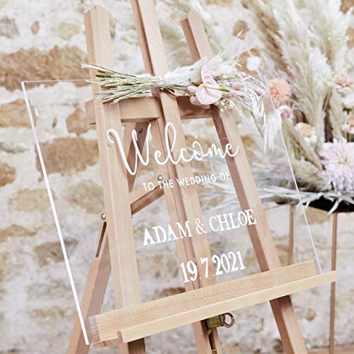 Ginger Ray Clear Acrylic Personalisable Wedding Welcome Entrance Sign Blank Sheet