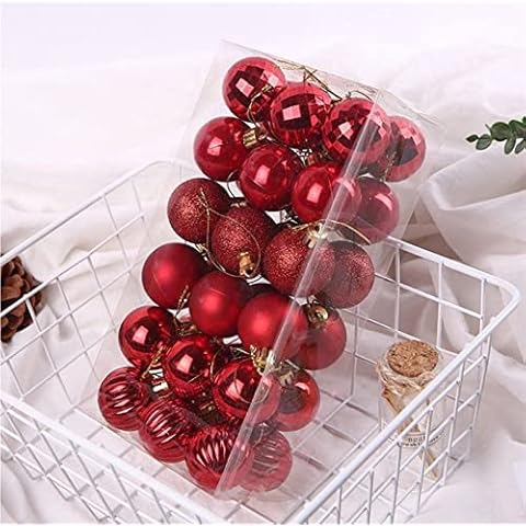 GREDIA Christmas Tree Bauble Balls Set Xmas Hanging Ball Ornaments Decorative Decor for Home Holiday Party Wedding Decoration 40mm 36Pcs/Box (Red) Cover