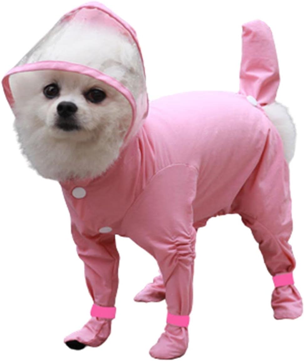 Dog Raincoat Waterproof Dog Coat Jacket Dog Raincoats Waterproof with Legs Small with Hood 4 Legged Poncho Pet Cat Rain Boots with Brim 4-Leg Conjoined (S,red)