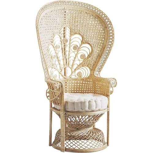 AUBRY GASPARD - Fauteuil Rotin Emmanuelle - Rotin Naturel - Garniture Kapok - Tissu Coton - Dimensions 105x74x150 cm - Hauteur Assise 48 cm - Confort...
