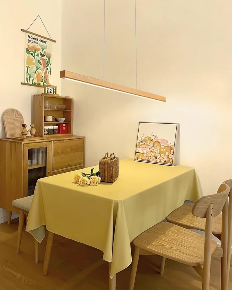 Lámpara Colgante LED de Madera, Lámpara de Techo Lineal Moderna Regulable Iluminación colgante con Control Remoto, Luz Ajustable 3000K-6000K, Altura Regulable, para Comedor, Cocina(Holz,150cm)