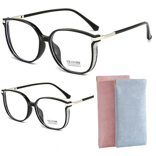 SAMDAKAL 2pack Large frame Wide-Angle Reading Glasses Magnifier Women Men Presbyopic glasses Anti Blue Hyperopia With Bag ﻿