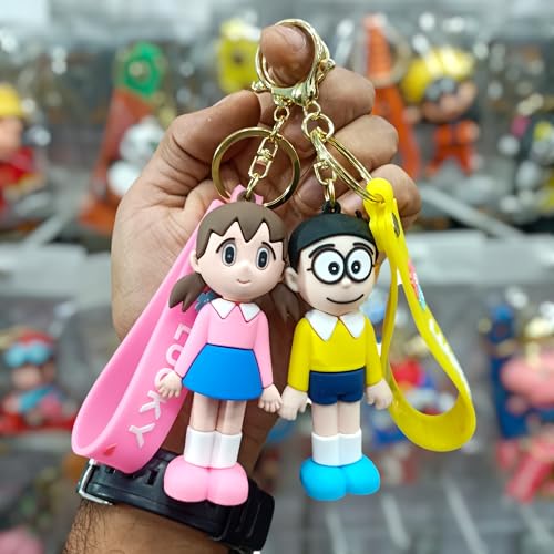 Image of Cute Cartoon Character Silicone 3D Key Chain with Strap Charm & Metal Hook, Merchandise Key Rings Gift for Kids Girls Boys Men & Women