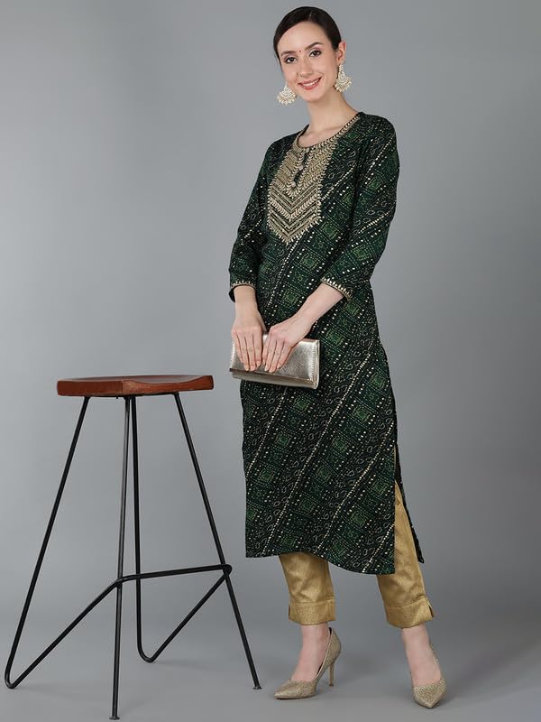 Image of Vaamsi Women's Viscose Rayon Geometric Printed Kurta