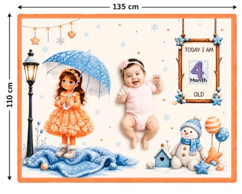 Image of NEW COMERS Baby Monthly Milestone Blanket | 1 to 12 Months Extra Soft Fleece | Best Photography Backdrop Prop | Size - 55 in to 44 inch Super Soft Fabric (Peach)