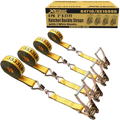XSTRAP STANDARD Heavy Duty Ratchet Tie Down Straps 4 Pack 2" x 27' 10000lbs - image 1
