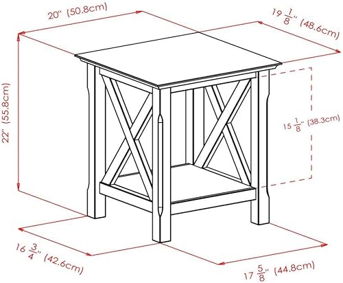 Miniatura 3 de End Table, Brown Finish, X-Style Panels, Lower Storage Shelf, SolidComposite Wood, Cappuccino, Living Room Accent Table