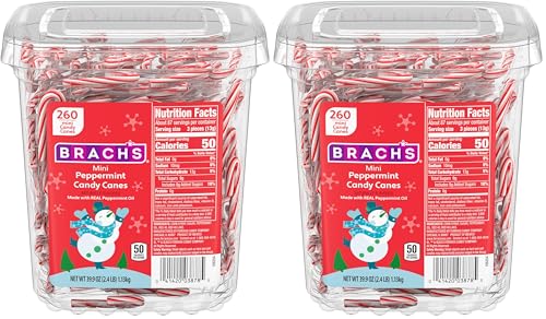 Brach's Mini Candy Canes Tub, 260 Count (Pack of 2)