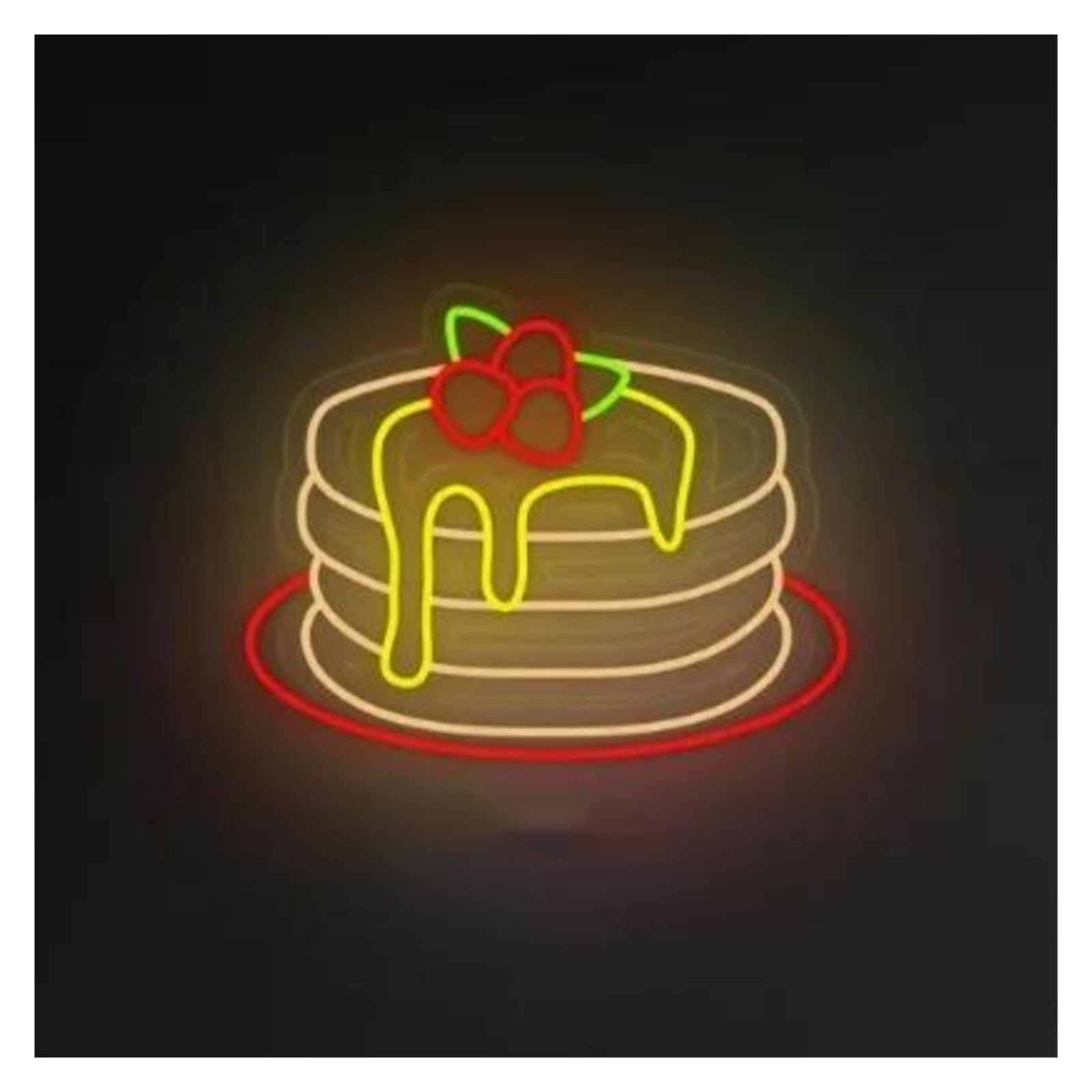 LEMST Sign Lamp Pancakes Neon Signs USB Powered, Dessert Shop Neon Lights Suitable for Sweet Treat Shops Decor Glow Sign 25cmx40cm(B)