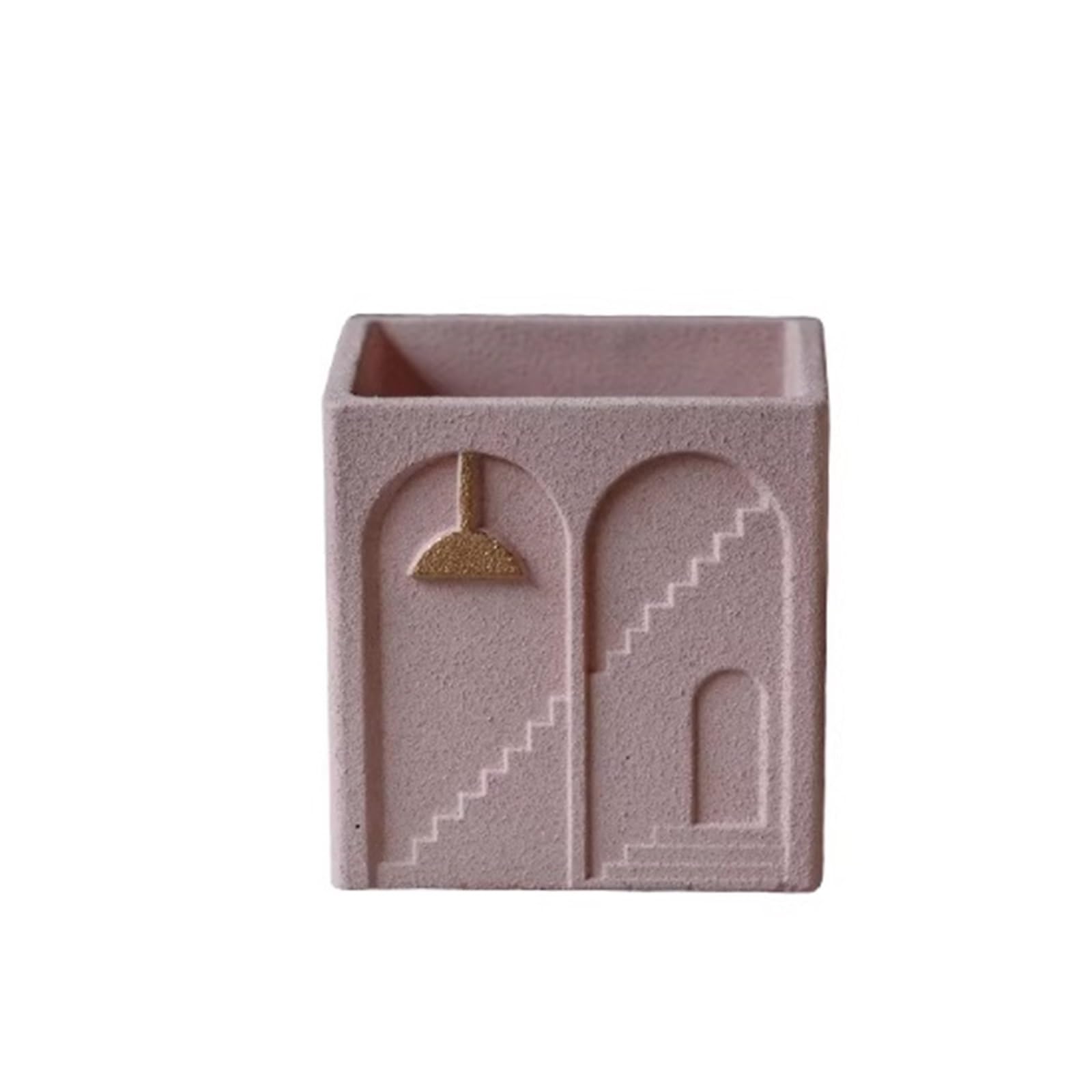 Cenz-888 flowerpot Cement Planters: Simple, Creative, And Unique Planters For Pothos—Square Vintage-Style Pots for Plants(Pink,Small)