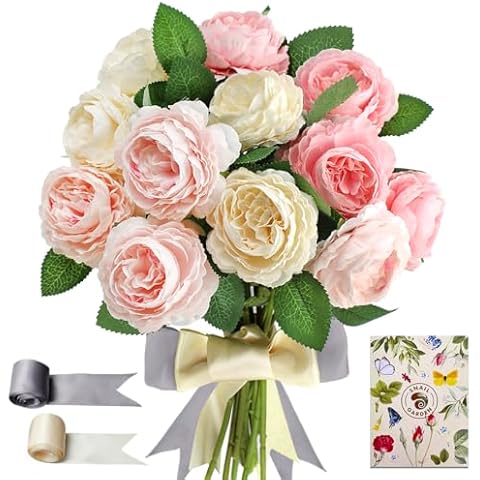 SNAIL GARDEN Vintage Artificial Peony Flowers Bouquet Cover