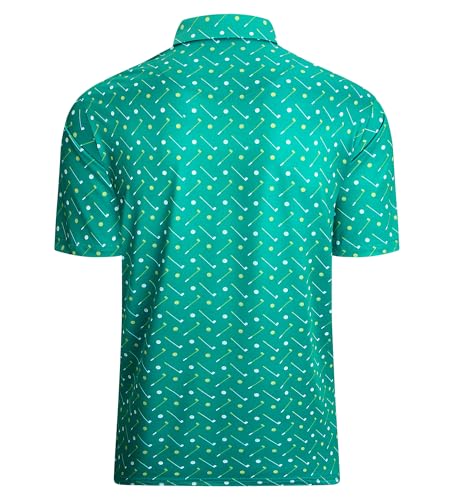 Alex Vando Mens Golf Shirt Moisture Wicking Quick-Dry Print Performance Polo Shirts for Men
