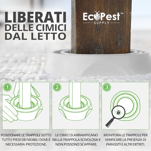 Trappole Per Cimici Dei Letti – Confezione Da 4 | Bed Bug Blocker (Pro) Intercettori Trappole (Bianca) | Monitor, Rilevatore E Trappola Per Le Gambe Del Letto - 3
